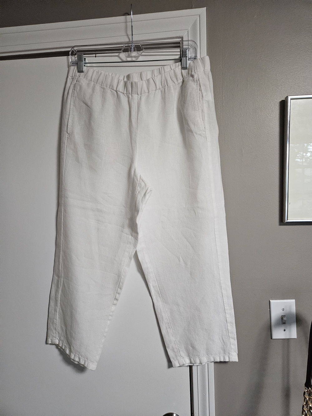 J. Jill "I Love Linen" White Linen Pull-On Capris